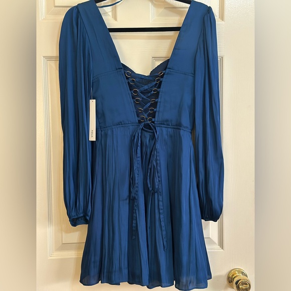 Teal Satin Dress - Picture 4 of 5